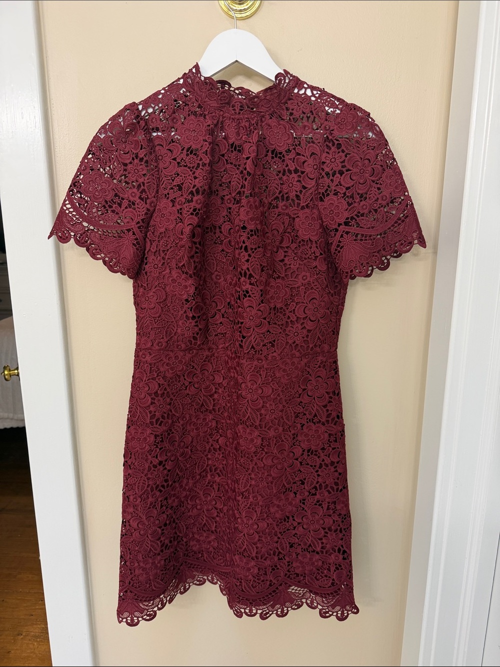 Shoshanna Burgundy Floral Lace Mini Dress